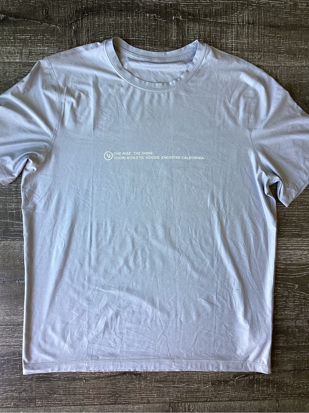Vuori Men's Rise The Shine Strato Tech Tee | Light Grey | XL